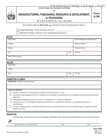 Fill in Your S 3M Vermont Form