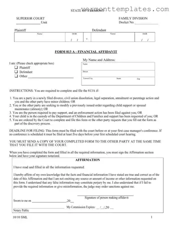 Fill in Your Vermont 813 Form