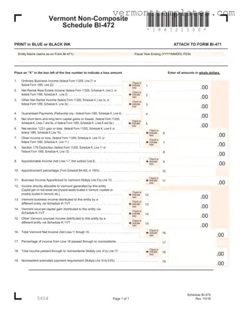 Fill in Your Vermont Bi 472 Form