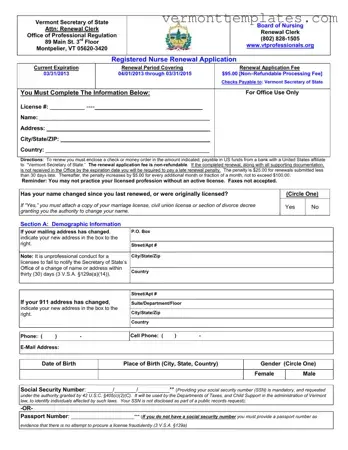Fill in Your Vermont Nurse Renewal Form