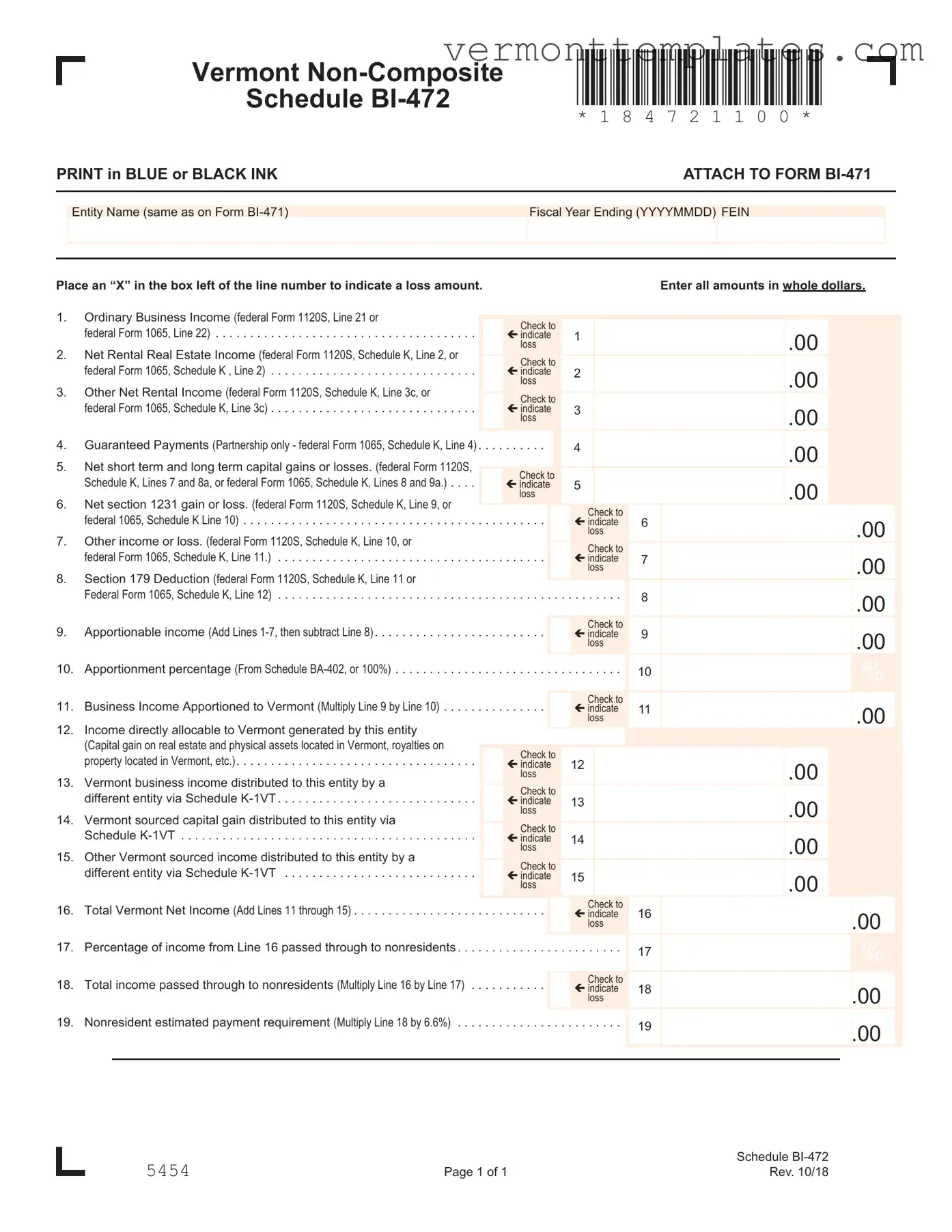 Fill in Your Vermont Bi 472 Form