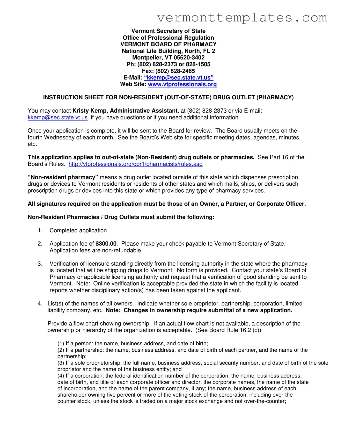 Fill in Your Vermont Non Resident Pharmacy Form